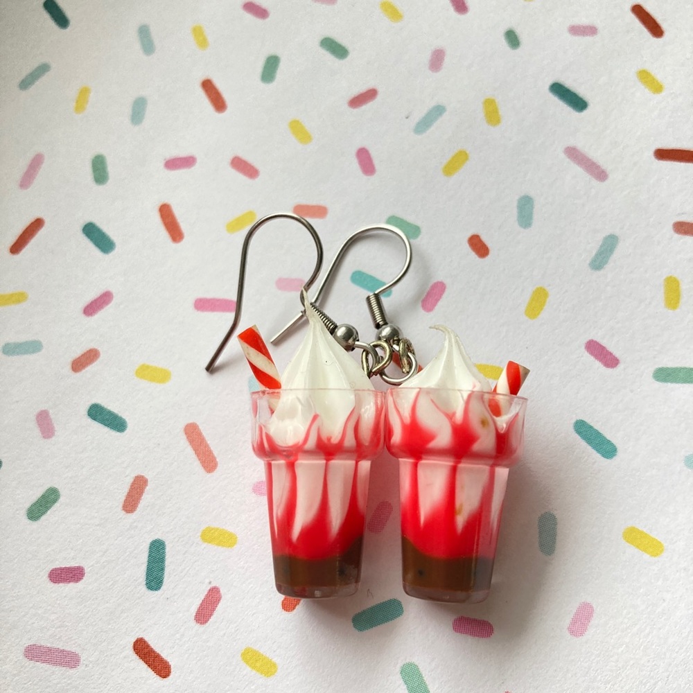 Strawberry Ice Cream Float Earrings